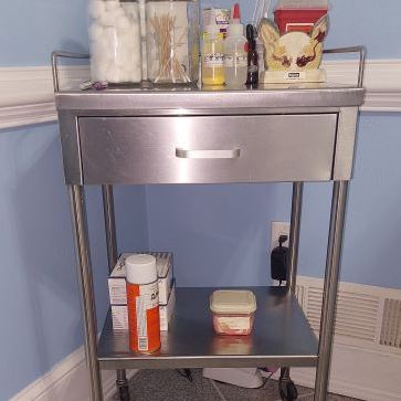 Anesthesia Utility Table w/Drawer and Rails