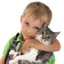 child with cat