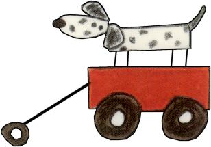 dog in wagon dog in wagon